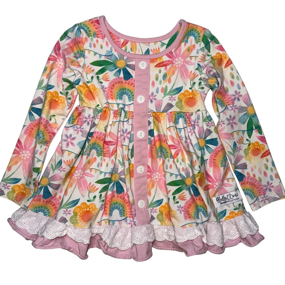Bella & Omi tunic top 3T rainbows and flowers